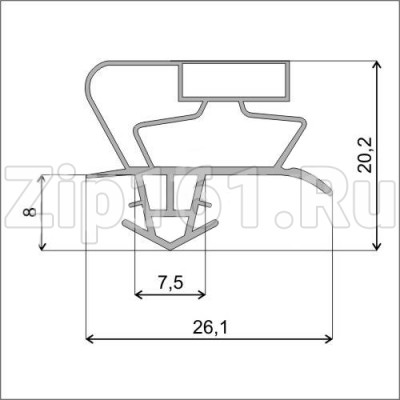 Уплотнитель двери холодильника 1180x600мм профиль ОМ