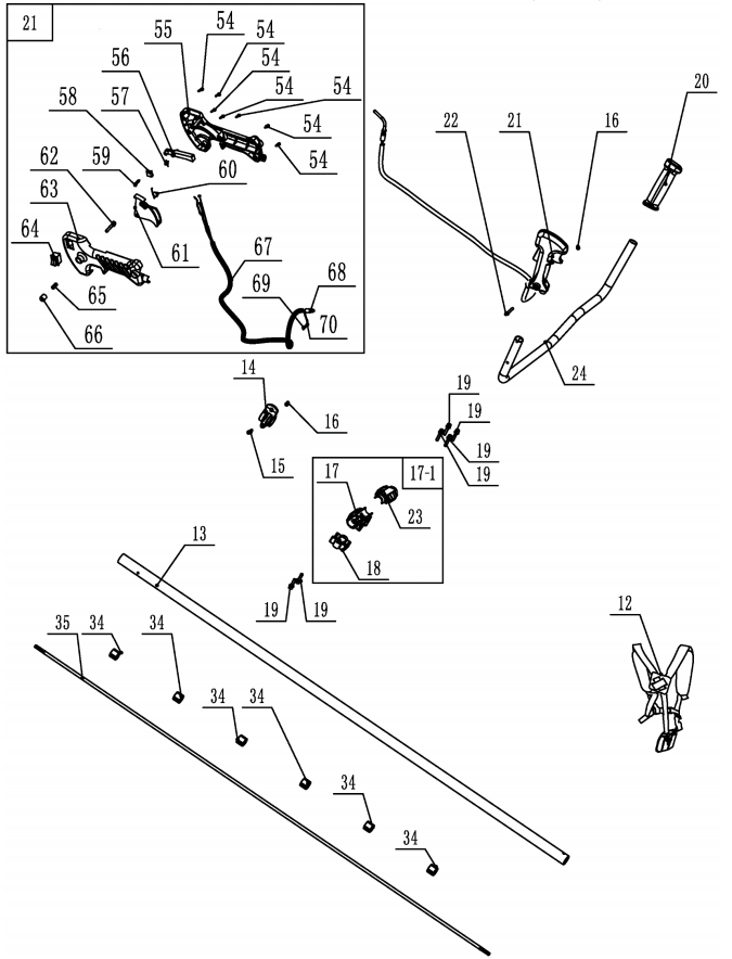 7 ВАЛ - ШТАНГА -ТОРОС ГАЗА  ТРИММЕР CHAMPION Т394FS-2