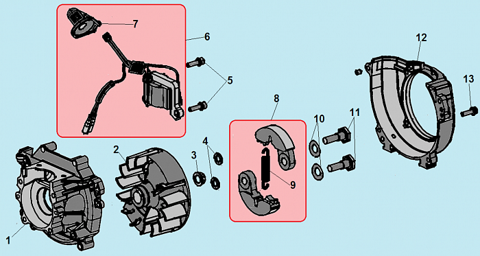 3 СЦЕПЛЕНИЕ - МАХОВИК - МАГНЕТО ТРИММЕР CHAMPION Т523S-2