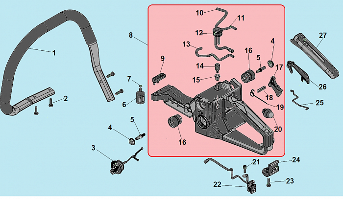 4 БАК - АМОРТИЗАТОР - ПРОБКА БЕНЗОПИЛА CHAMPION 251-18