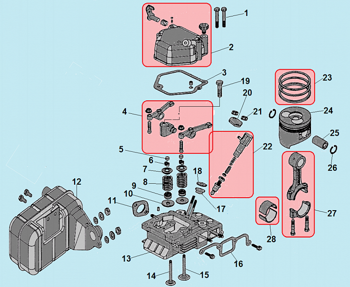 13 ПОРШЕНЬ - ЦИЛИНДР -КОЛЕНВАЛ- КОЛЬЦА МОТОБЛОК CHAMPION DC1163E