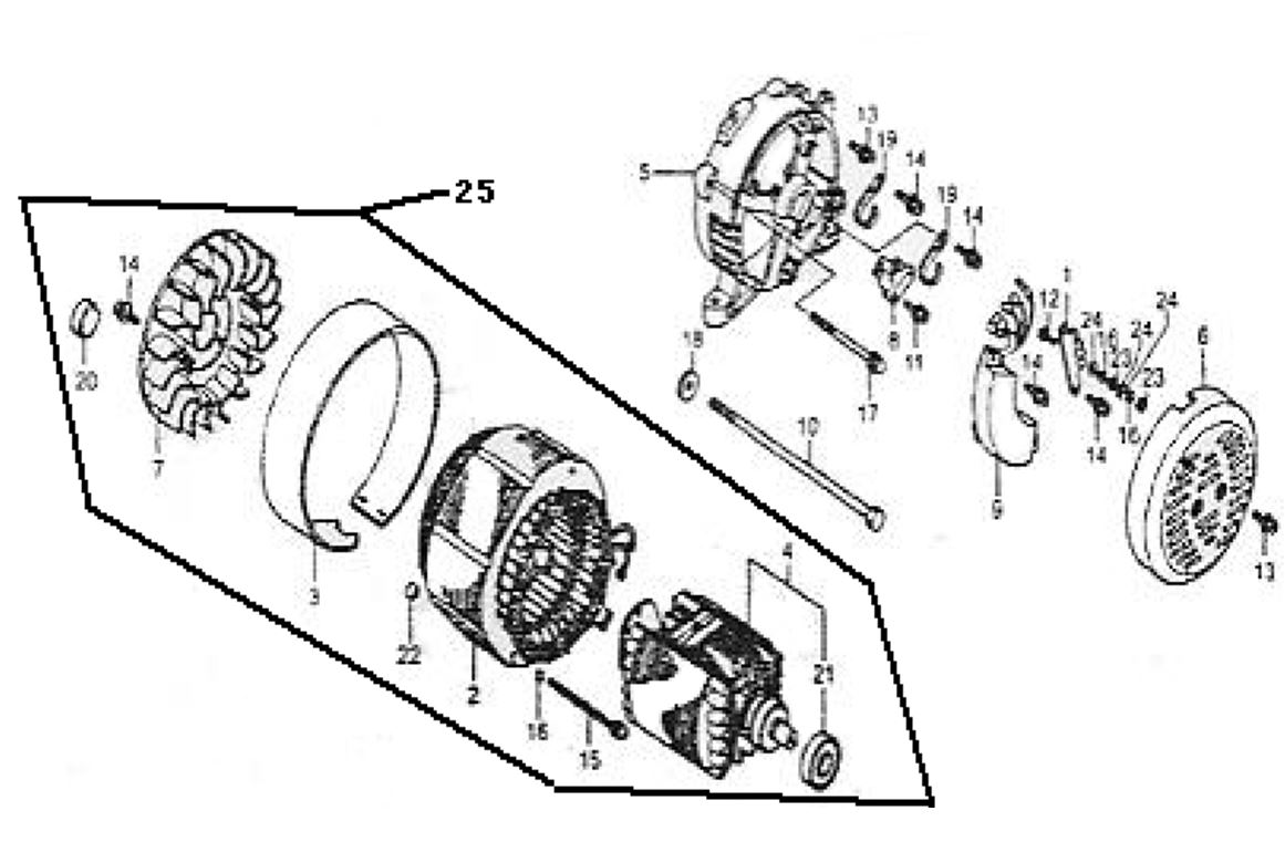 ЗАПЧАСТИ ДЛЯ ГЕНЕРАТОРА БЕНЗИНОВОГО ELITECH СГБ 9500Е (АЛЬТЕРНАТОР)