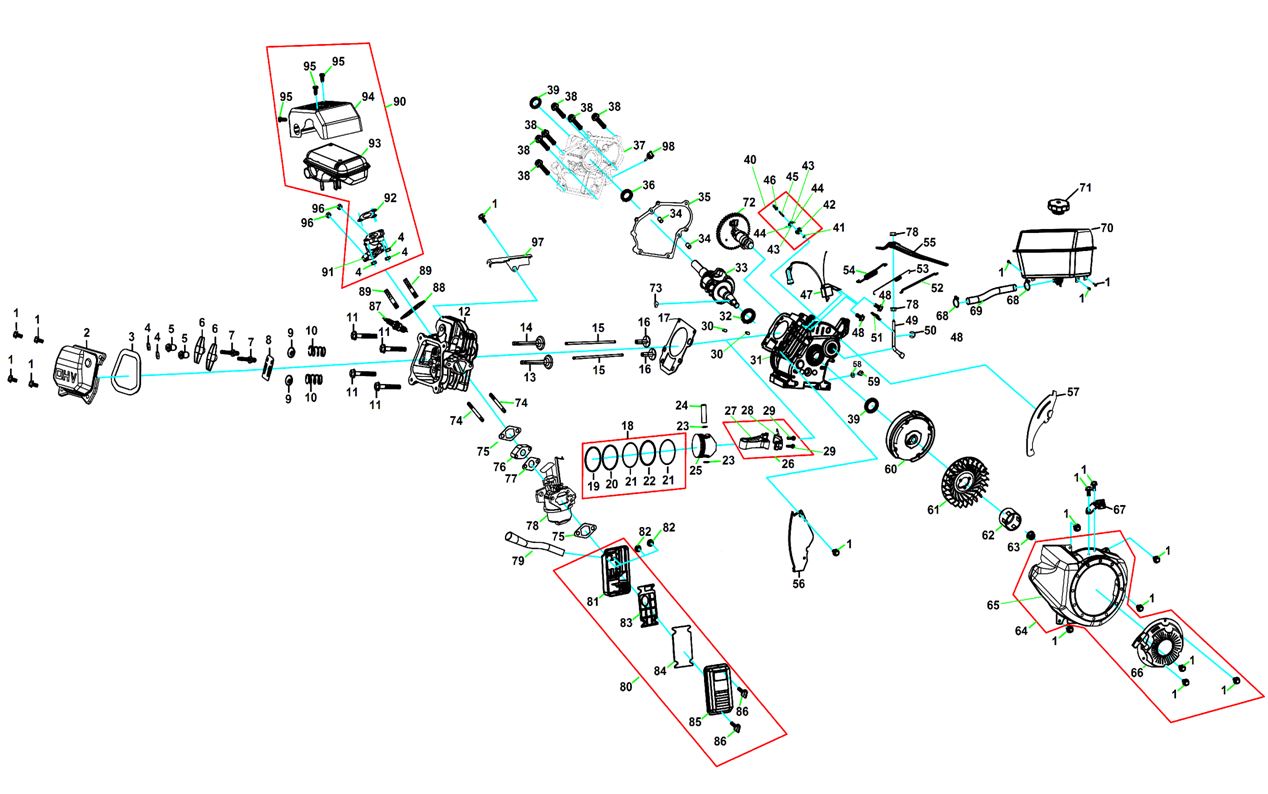 ЗАПЧАСТИ ДЛЯ КУЛЬТИВАТОРА БЕНЗИНОВОГО ELITECH КБ 3 (ДВИГАТЕЛЬ)