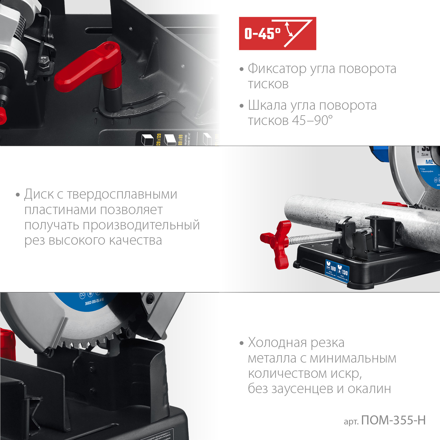 Пила отрезная (монтажная) с диском в комплекте ПОМ-355-Н