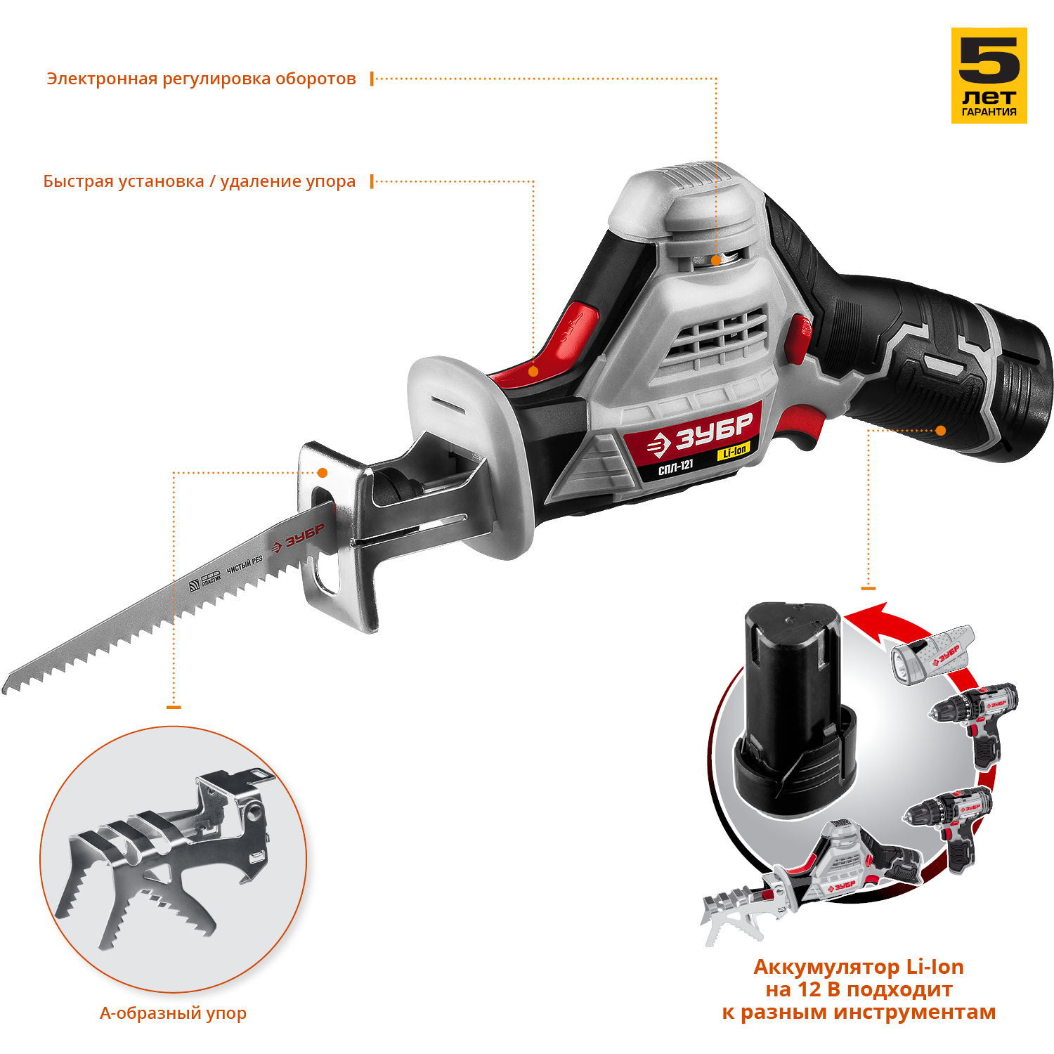 Пила сабельная аккумуляторная СПЛ-121