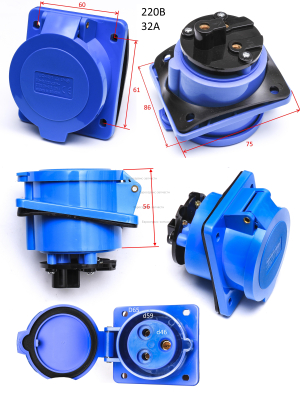 Розетка 220В, 32А, прямая. HL4000CL-02050-1. ДЭС 5500.8000.G 8000E.ED